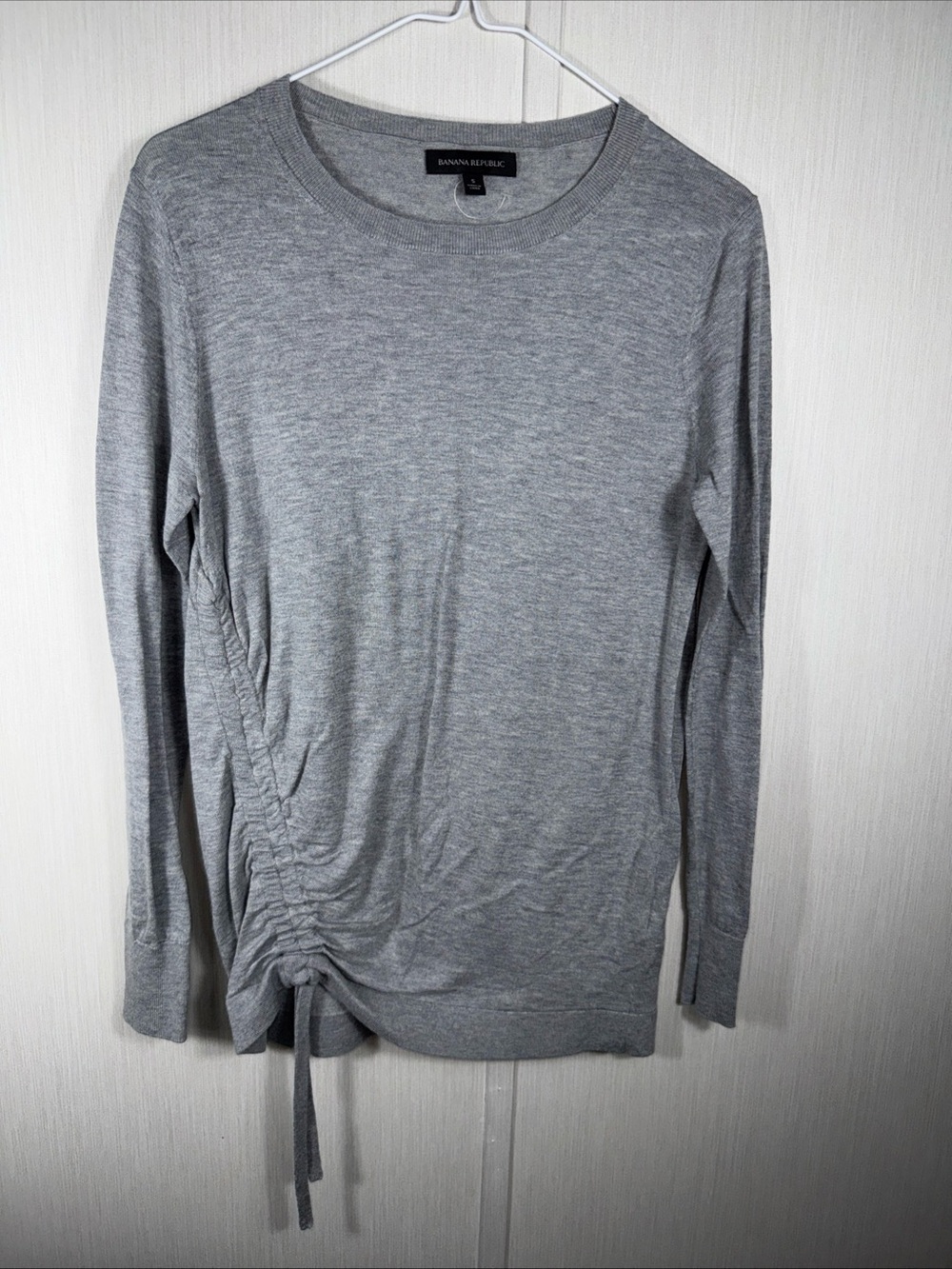 Banana Republic wool Blend Gray Long-Sleeve Ruched Side Knit Top
